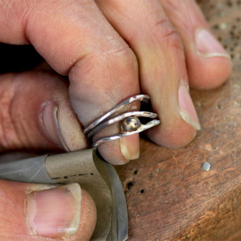 anello fatto a mano in Argento e Ottone